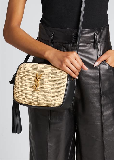 saint laurent lou medium ysl monogram raffia camera bag|vintage saint laurent handbags.